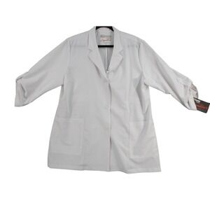 Greys Anatomy Signature by Barco White Lab Coat Womens XL 3-Button Scrub Jacket
